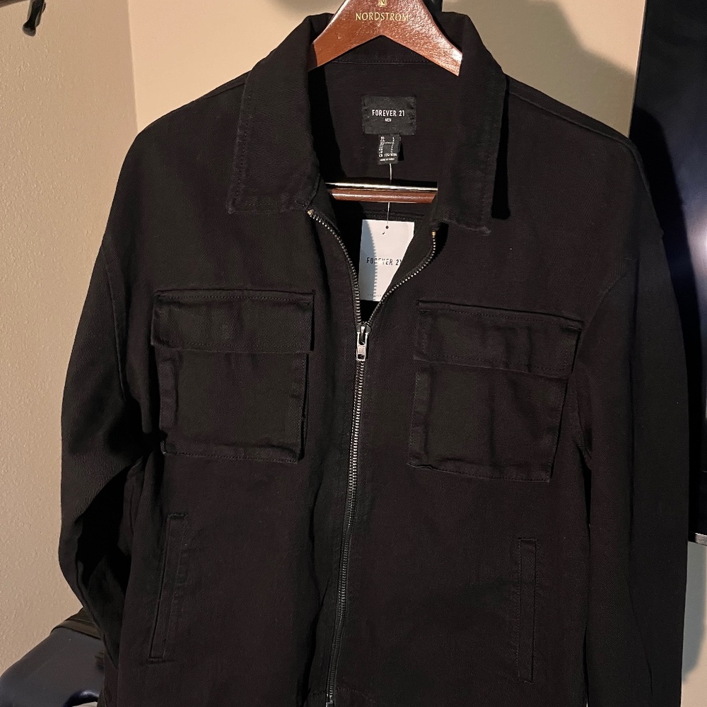 NEW Black Men’s Jacket Forever 21 size L cotton